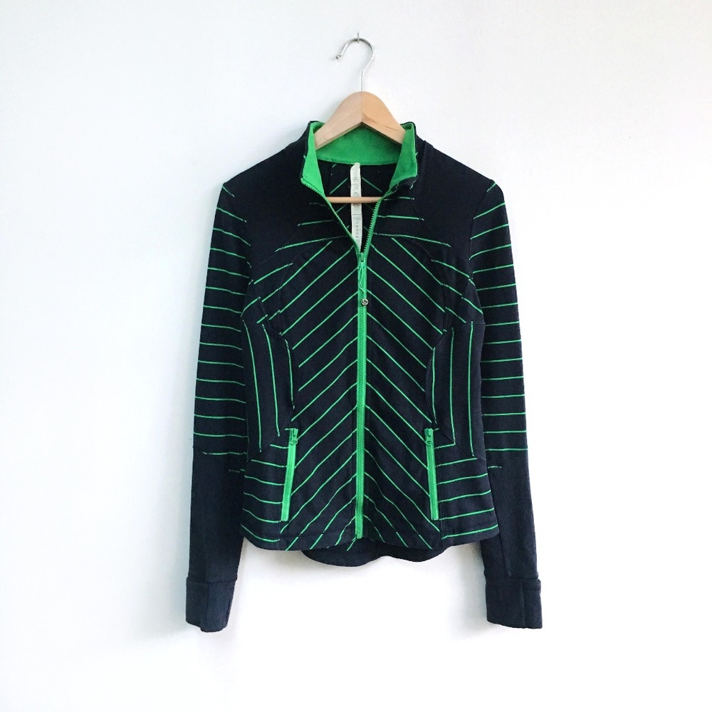 ⚡lululemon green striped X5 zip-up jacket - 6